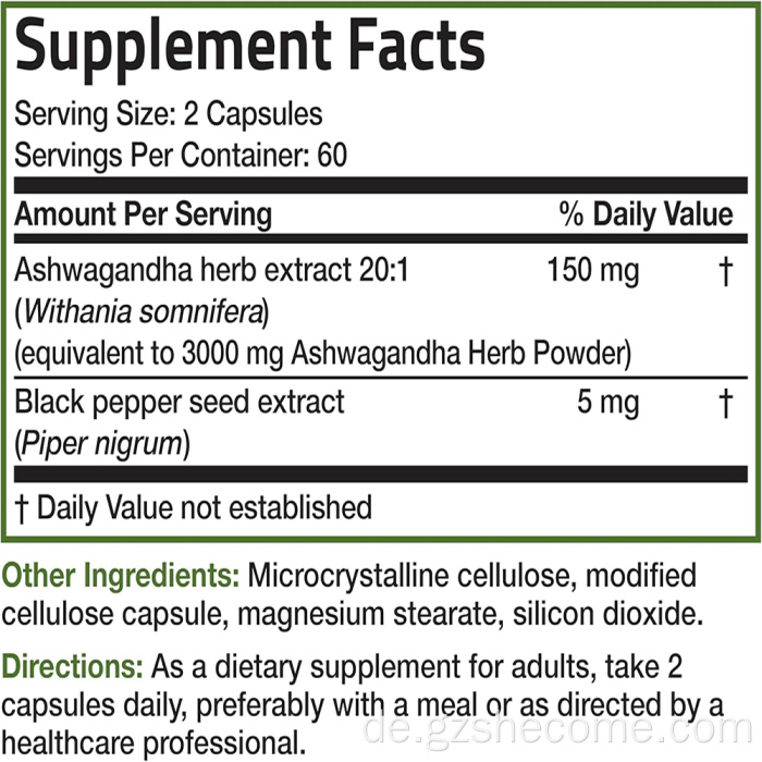 Bio -Ashwagandha zusätzliche Stärke 120 Kapseln